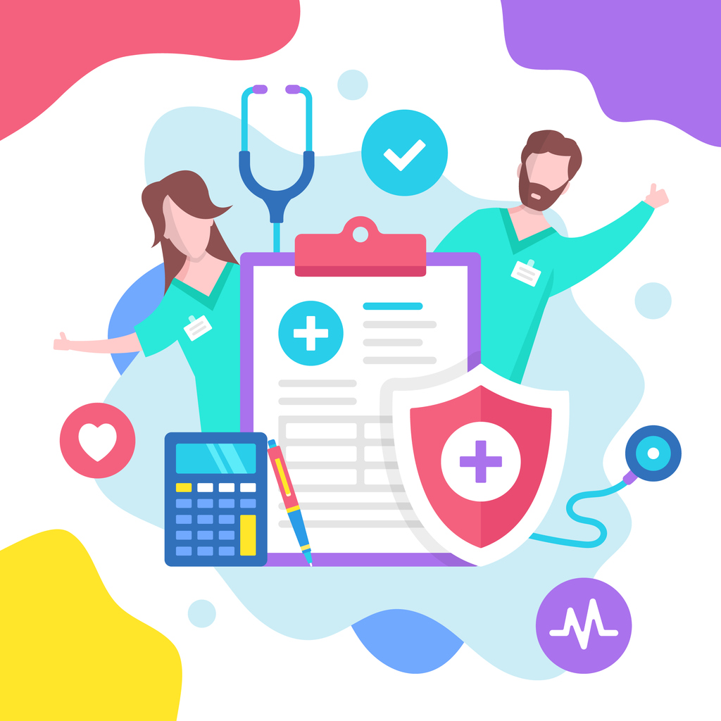 Health insurance concept. Vector illustration. Medical insurance. Modern flat design graphic elements for websites, web pages, templates, infographics, web banners, etc.